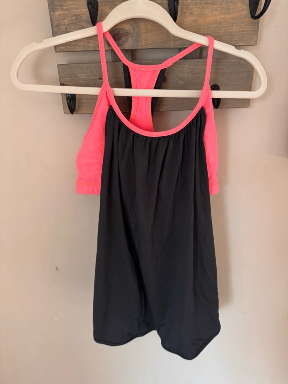 Lululemon Dark gray & coral Athletic Tank with Built-In Shelf Bra